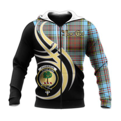 Printivon Anderson Ancient Clan Believe In Me Crest Tartan Knitted Hoodie Custom Your Text