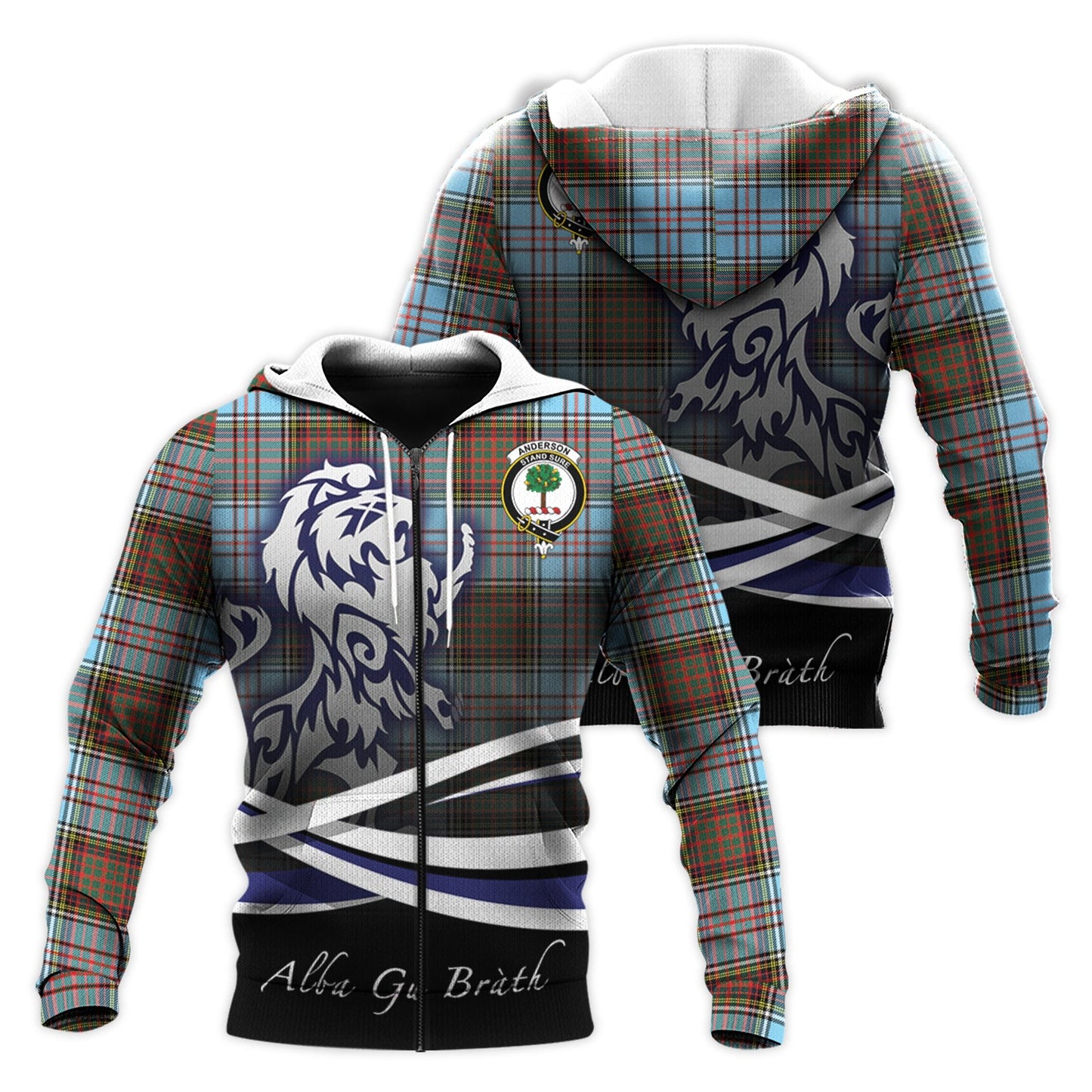 Printivon Anderson Ancient Tartan Scottish Lion Hoodie