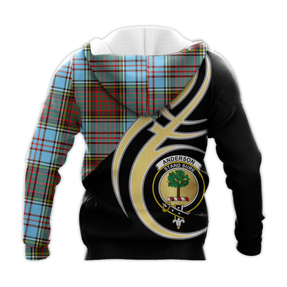 Printivon Anderson Ancient Clan Believe In Me Crest Tartan Knitted Hoodie Custom Your Text