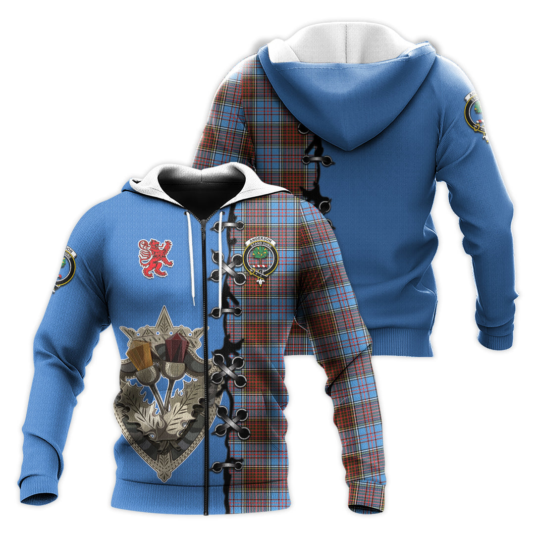 Printivon Anderson Modern Tartan Hoodie Lion Rampant And Celtic Thistle Style
