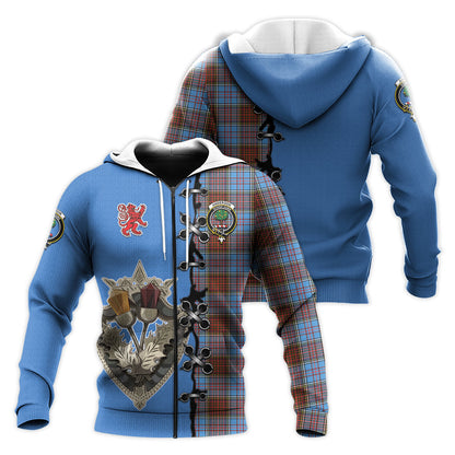 Printivon Anderson Modern Tartan Hoodie Lion Rampant And Celtic Thistle Style