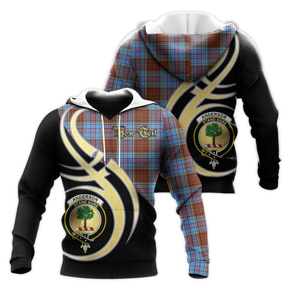 Printivon Anderson Modern Clan Believe In Me Crest Tartan Knitted Hoodie Custom Your Text
