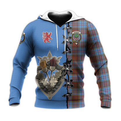 Printivon Anderson Modern Tartan Hoodie Lion Rampant And Celtic Thistle Style