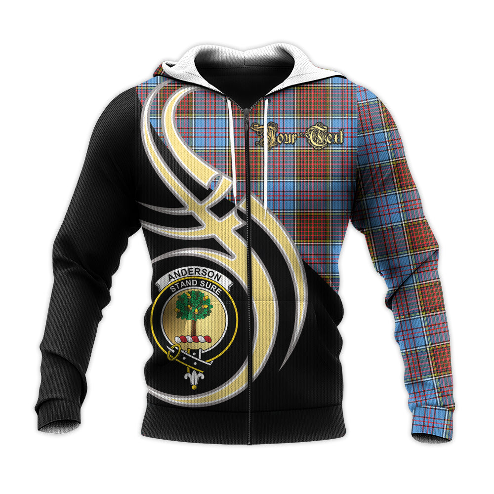 Printivon Anderson Modern Clan Believe In Me Crest Tartan Knitted Hoodie Custom Your Text