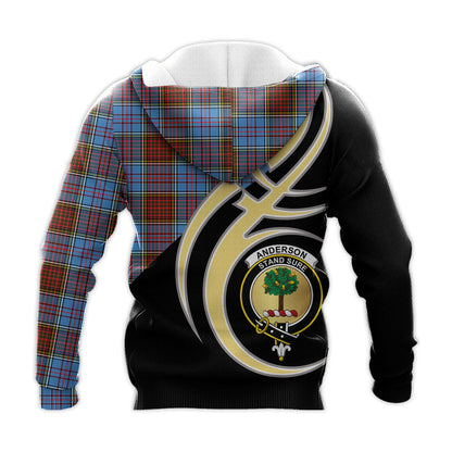 Printivon Anderson Modern Clan Believe In Me Crest Tartan Knitted Hoodie Custom Your Text