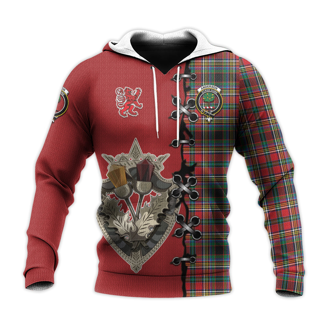 Printivon Anderson Of Arbrake Tartan Hoodie Lion Rampant And Celtic Thistle Style