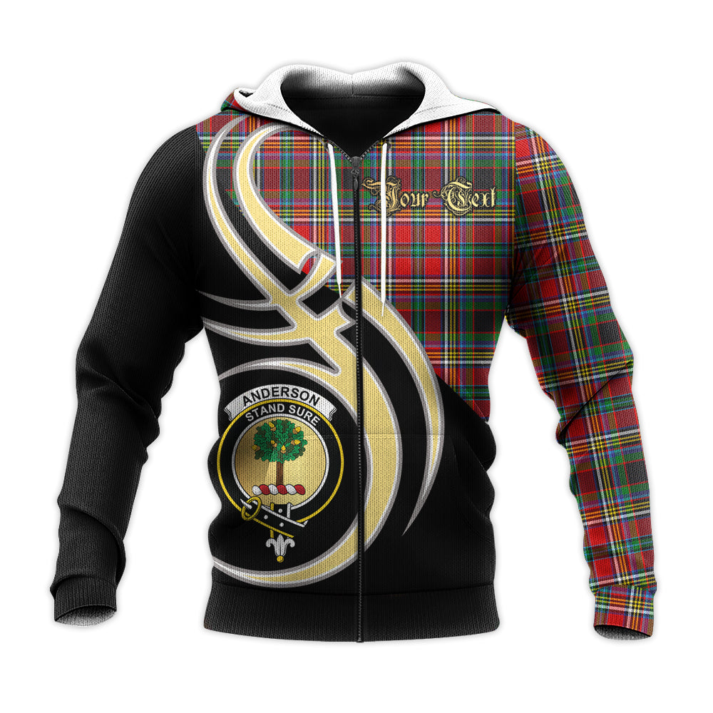 Printivon Anderson Of Arbrake Clan Believe In Me Crest Tartan Knitted Hoodie Custom Your Text
