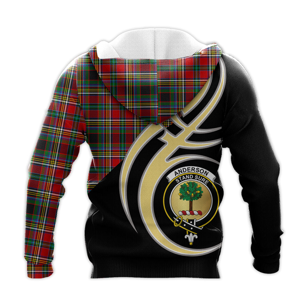 Printivon Anderson Of Arbrake Clan Believe In Me Crest Tartan Knitted Hoodie Custom Your Text