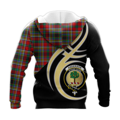 Printivon Anderson Of Arbrake Clan Believe In Me Crest Tartan Knitted Hoodie Custom Your Text