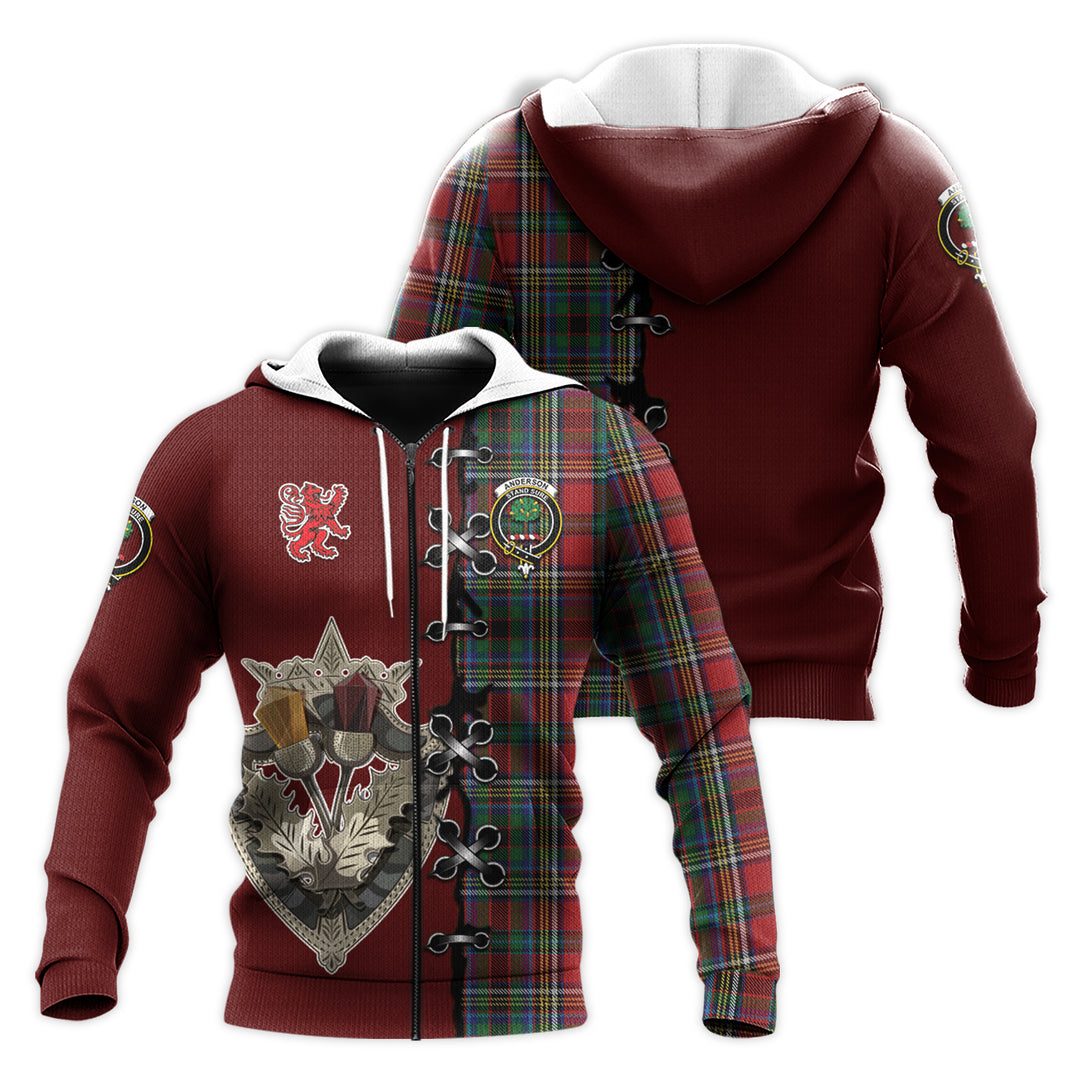 Printivon Anderson Of Ardbrake Tartan Hoodie Lion Rampant And Celtic Thistle Style
