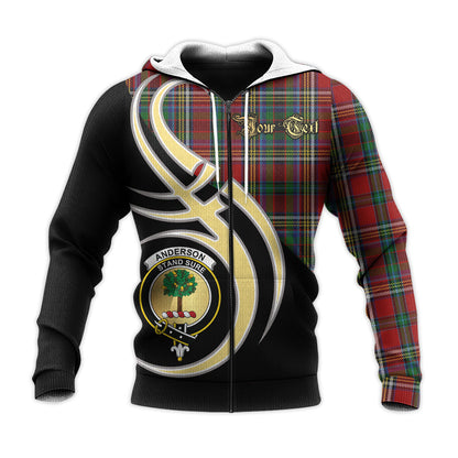 Printivon Anderson Of Ardbrake Clan Believe In Me Crest Tartan Knitted Hoodie Custom Your Text
