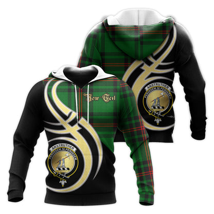 Printivon Anstruther Clan Believe In Me Crest Tartan Knitted Hoodie Custom Your Text