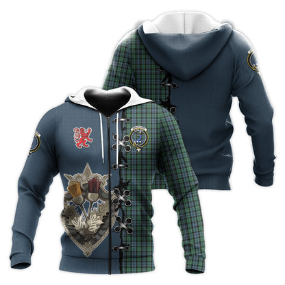 Printivon Arbuthnot Tartan Hoodie Lion Rampant And Celtic Thistle Style