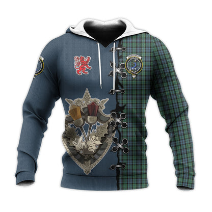 Printivon Arbuthnot Tartan Hoodie Lion Rampant And Celtic Thistle Style