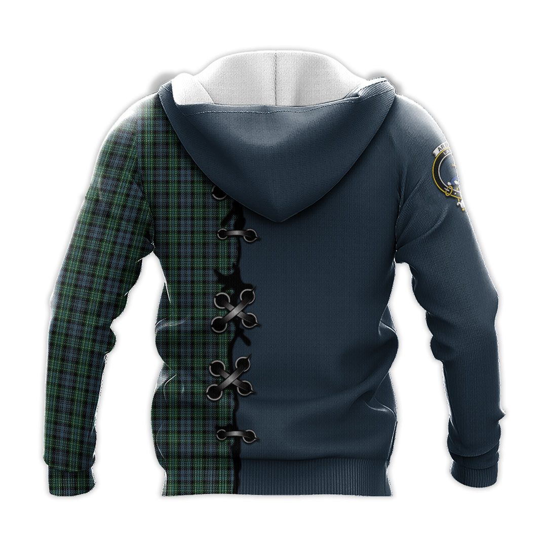 Printivon Arbuthnot Tartan Hoodie Lion Rampant And Celtic Thistle Style