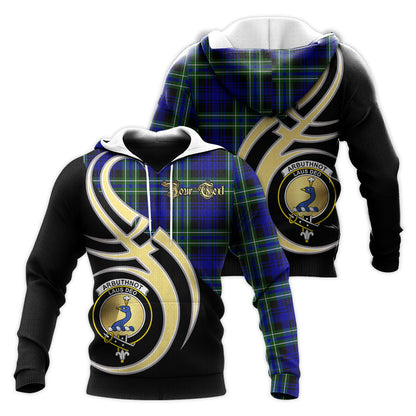 Printivon Arbuthnot Modern Clan Believe In Me Crest Tartan Knitted Hoodie Custom Your Text