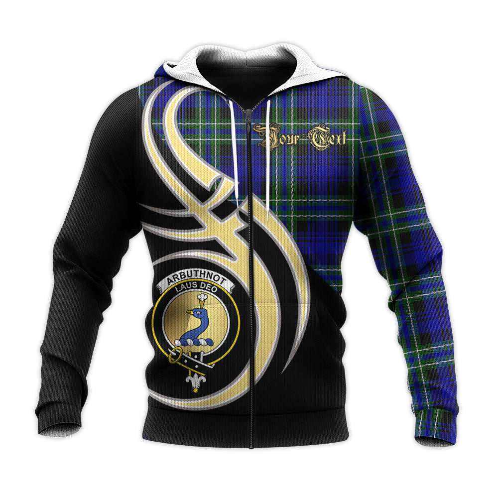Printivon Arbuthnot Modern Clan Believe In Me Crest Tartan Knitted Hoodie Custom Your Text