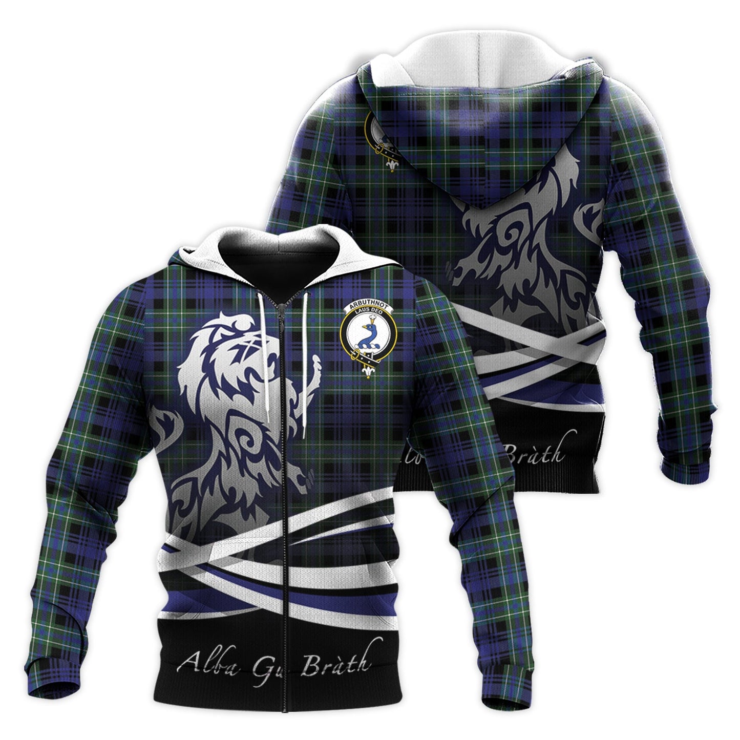 Printivon Arbuthnot Modern Tartan Scottish Lion Hoodie