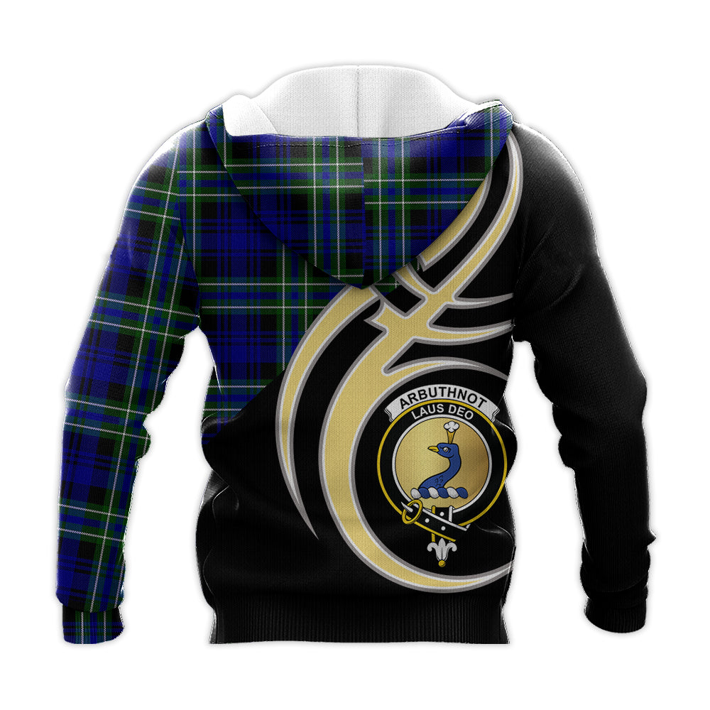 Printivon Arbuthnot Modern Clan Believe In Me Crest Tartan Knitted Hoodie Custom Your Text
