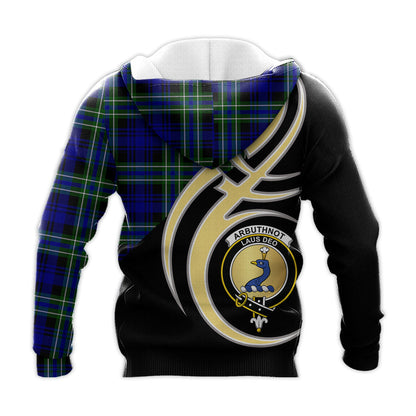 Printivon Arbuthnot Modern Clan Believe In Me Crest Tartan Knitted Hoodie Custom Your Text