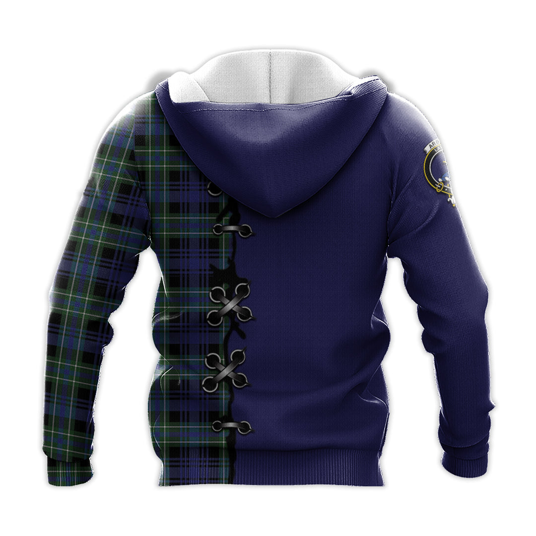 Printivon Arbuthnot Modern Tartan Hoodie Lion Rampant And Celtic Thistle Style