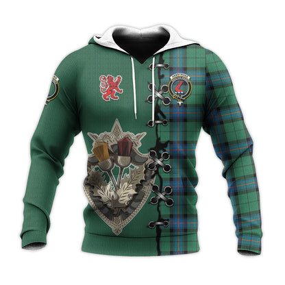 Printivon Armstrong Ancient Tartan Hoodie Lion Rampant And Celtic Thistle Style