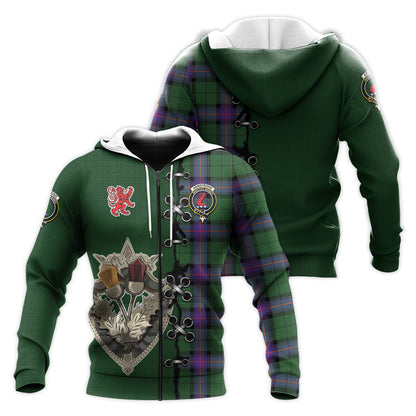 Printivon Armstrong Modern Tartan Hoodie Lion Rampant And Celtic Thistle Style