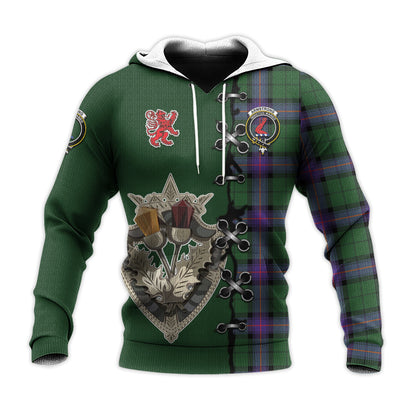 Printivon Armstrong Modern Tartan Hoodie Lion Rampant And Celtic Thistle Style