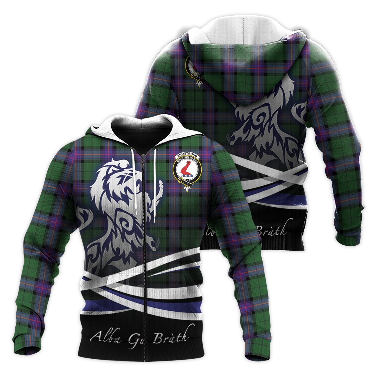 Printivon Armstrong Modern Tartan Scottish Lion Hoodie