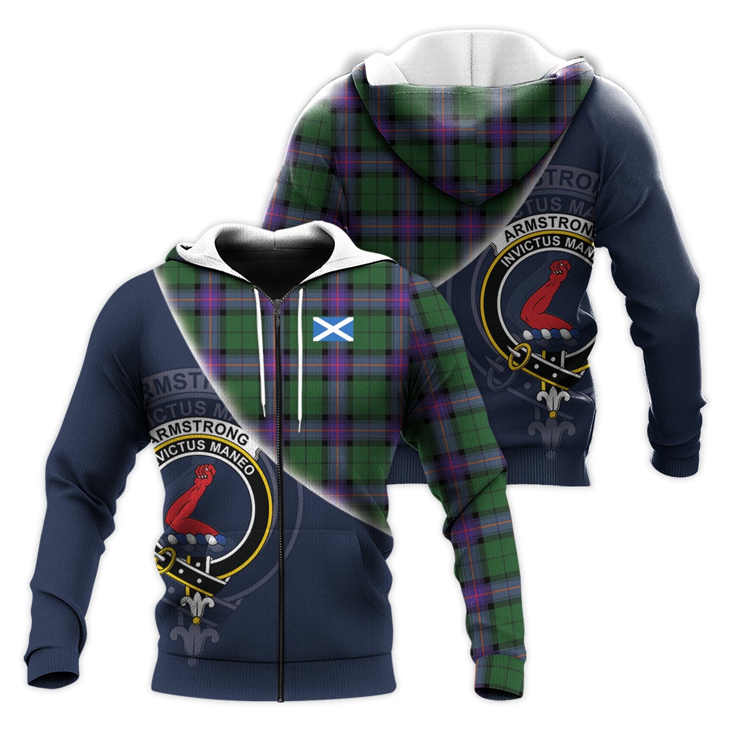 Printivon Armstrong Modern Tartan Scottish Crest Hoodie