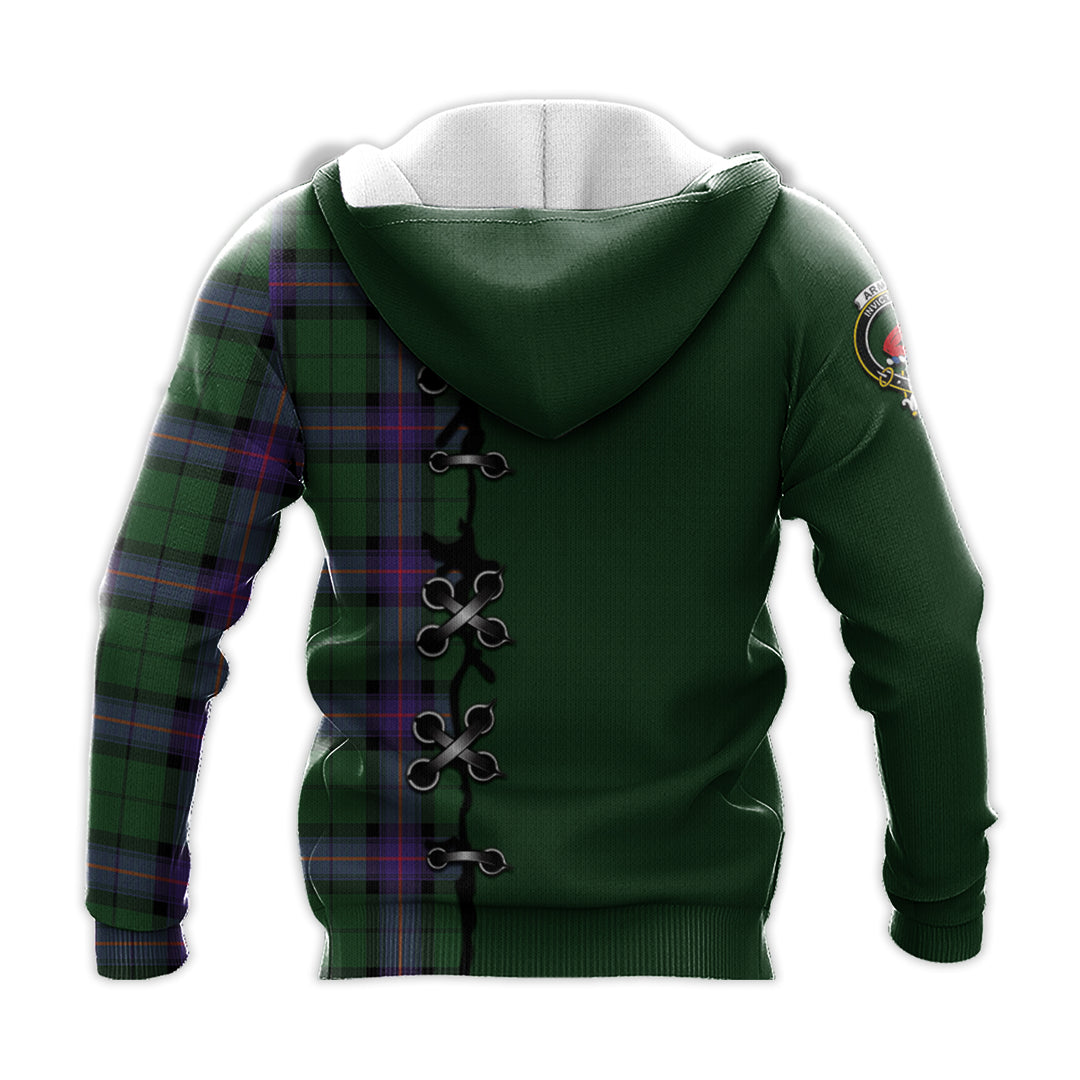 Printivon Armstrong Modern Tartan Hoodie Lion Rampant And Celtic Thistle Style