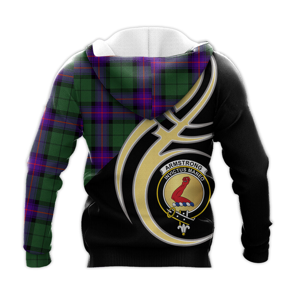 Printivon Armstrong Modern Clan Believe In Me Crest Tartan Knitted Hoodie Custom Your Text