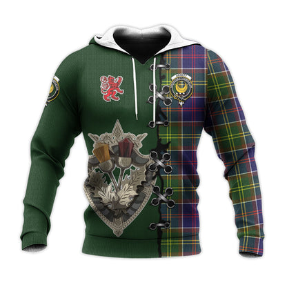 Printivon Arnott Tartan Hoodie Lion Rampant And Celtic Thistle Style