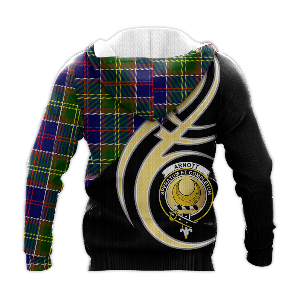 Printivon Arnott Clan Believe In Me Crest Tartan Knitted Hoodie Custom Your Text