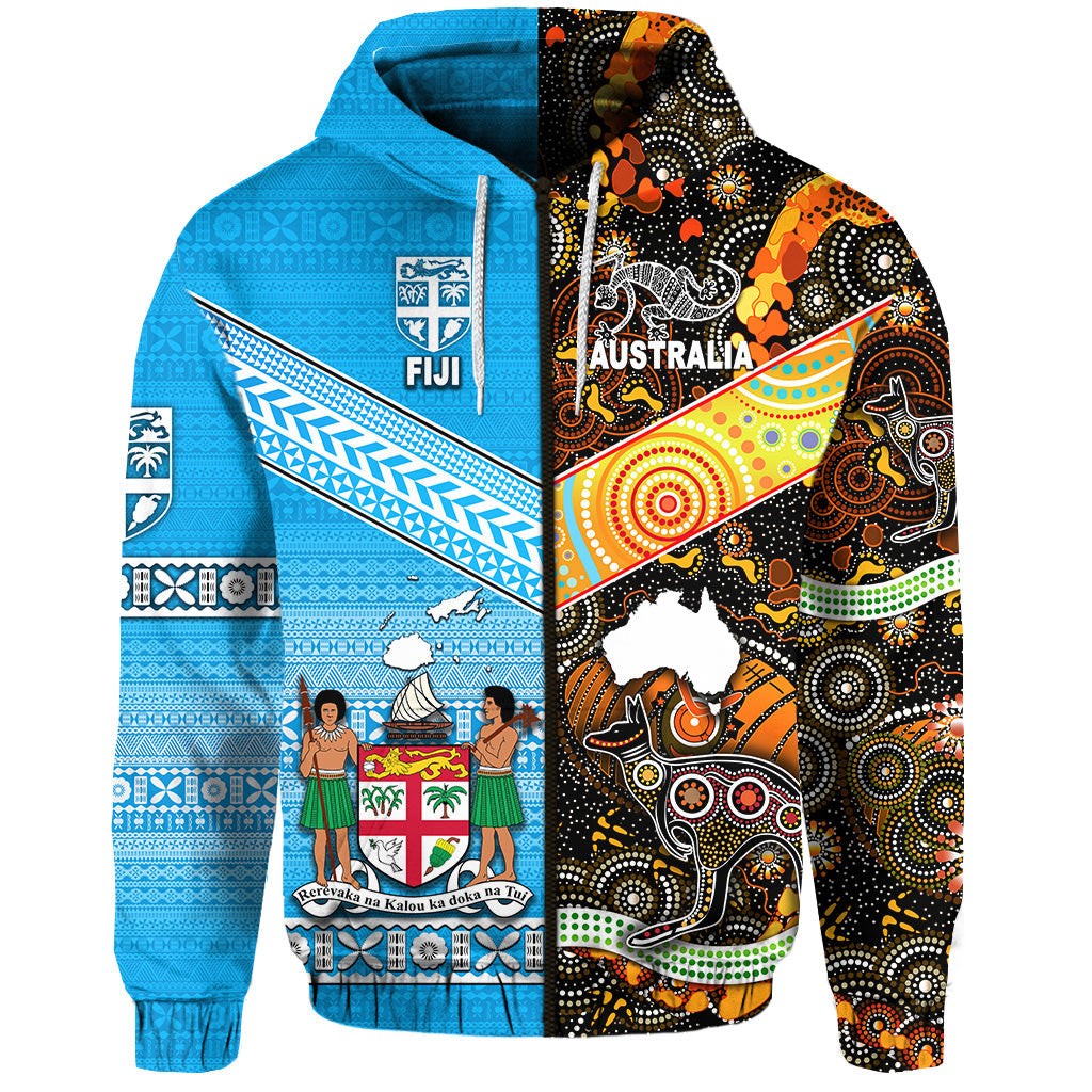 Australia Aboriginal And Fiji Tapa Zip Hoodie Together