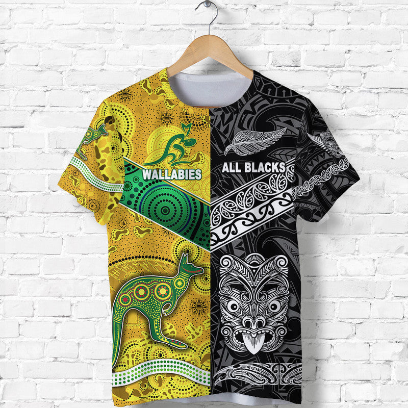New Zealand Maori All Black And Australia Wallabies Aboriginal T Shirt Rugby Together