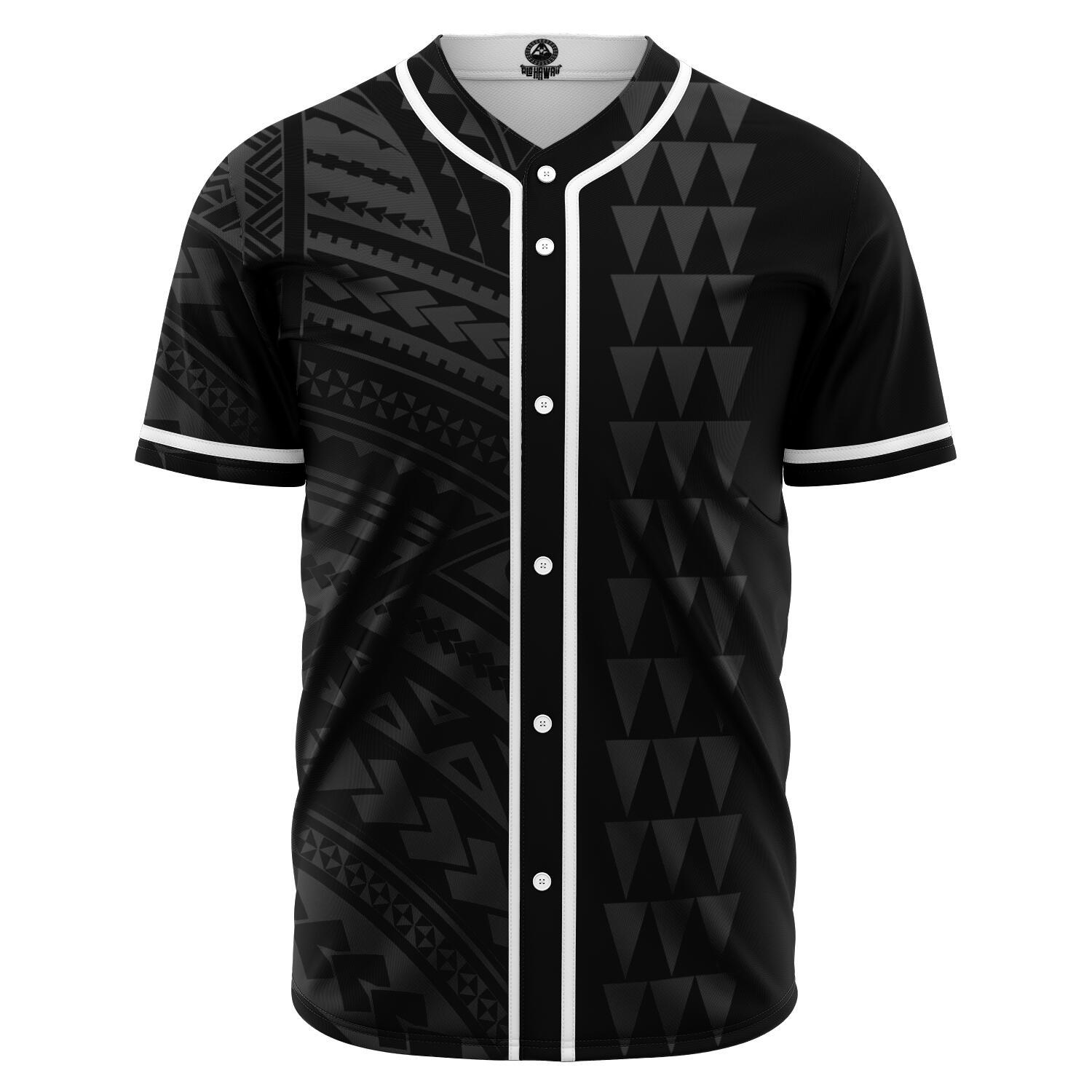 Hawaii Polynesian Kakau Baseball Jersey Freestyle Grey