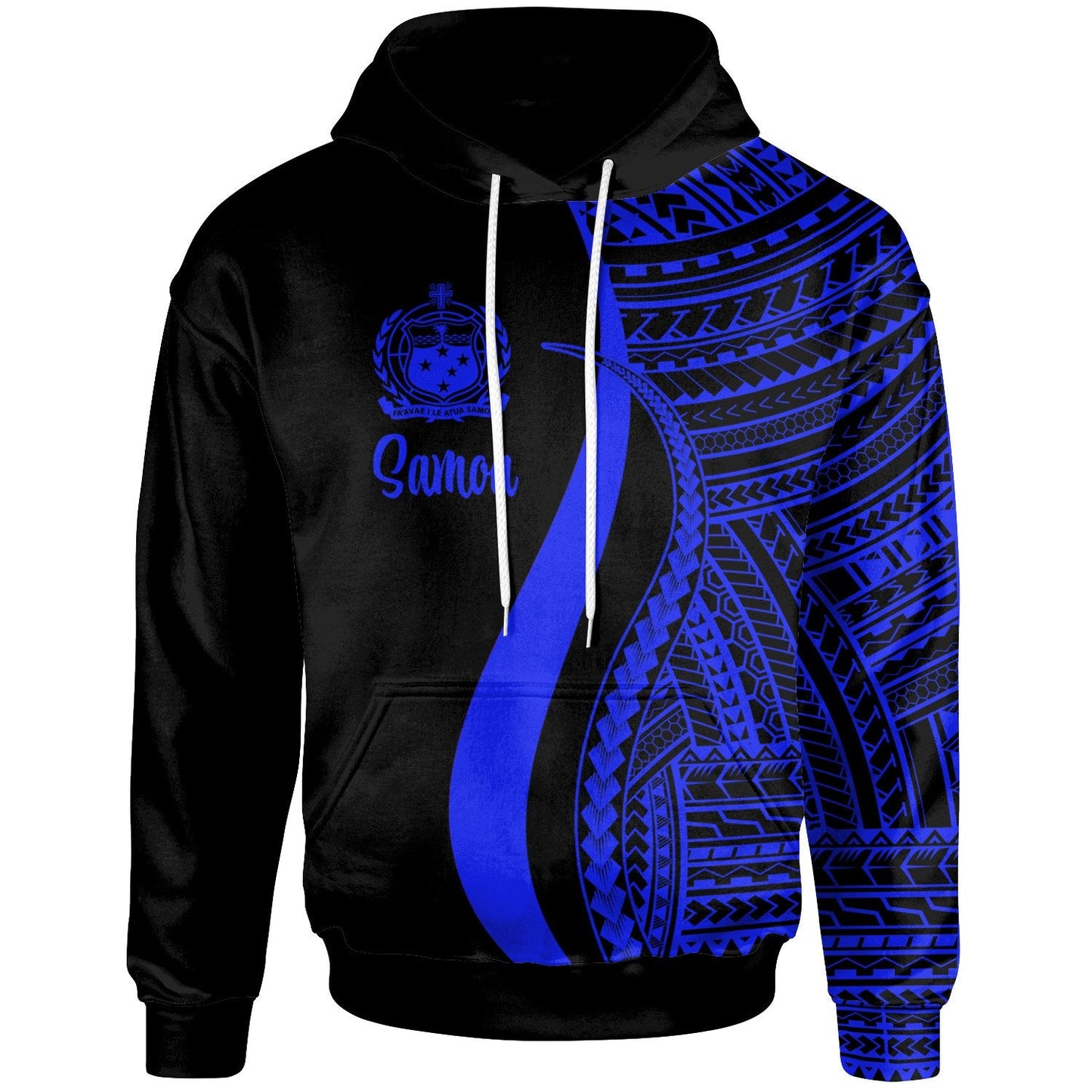 Samoa Hoodie Blue Tentacle Tribal Pattern