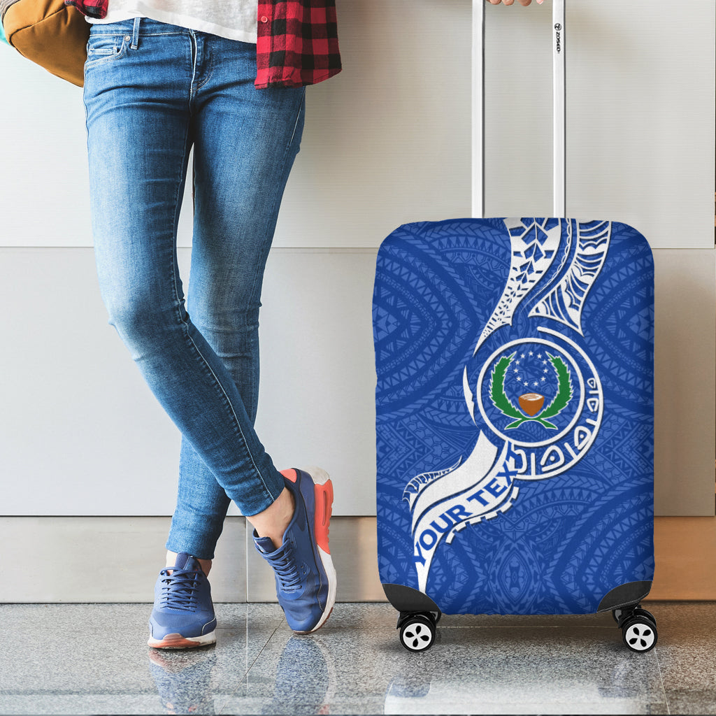 (Custom Personalised) Pohnpei Luggage Covers Micronesia Pride Blue