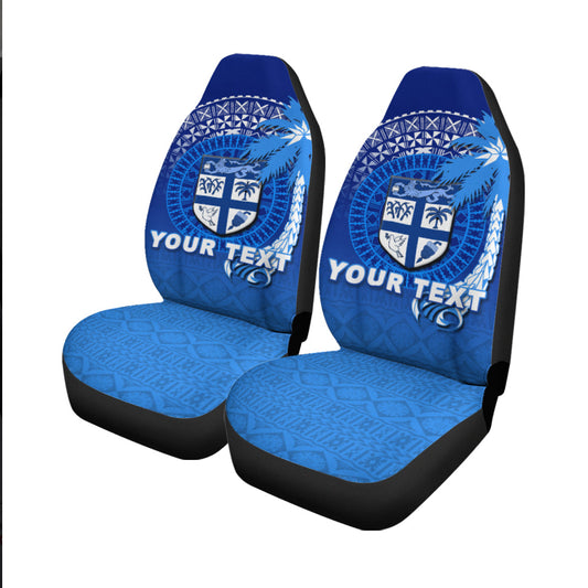 (Custom Personalised) Fiji Tapa Tribal Coconut Tree Car Seat Covers