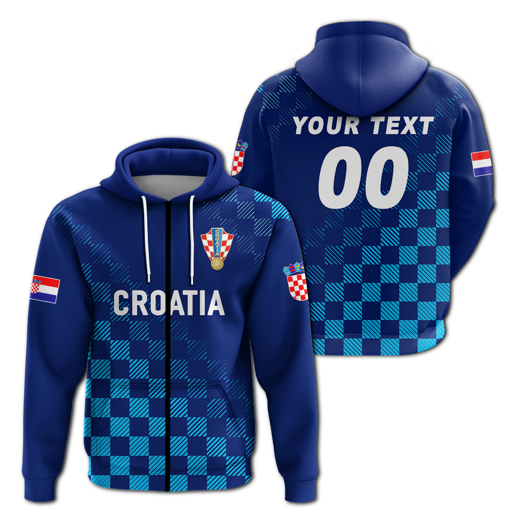 Custom Croatia Hoodie Football 2022 Champions Pride Blue