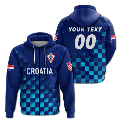Custom Croatia Hoodie Football 2022 Champions Pride Blue