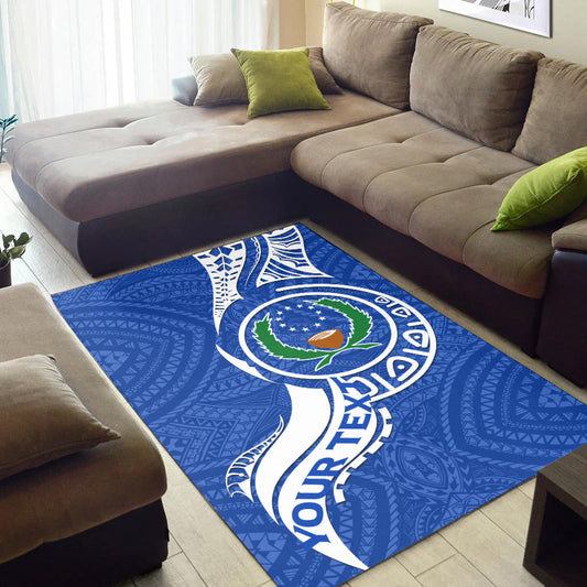 (Custom Personalised) Pohnpei Area Rug Micronesia Pride Blue