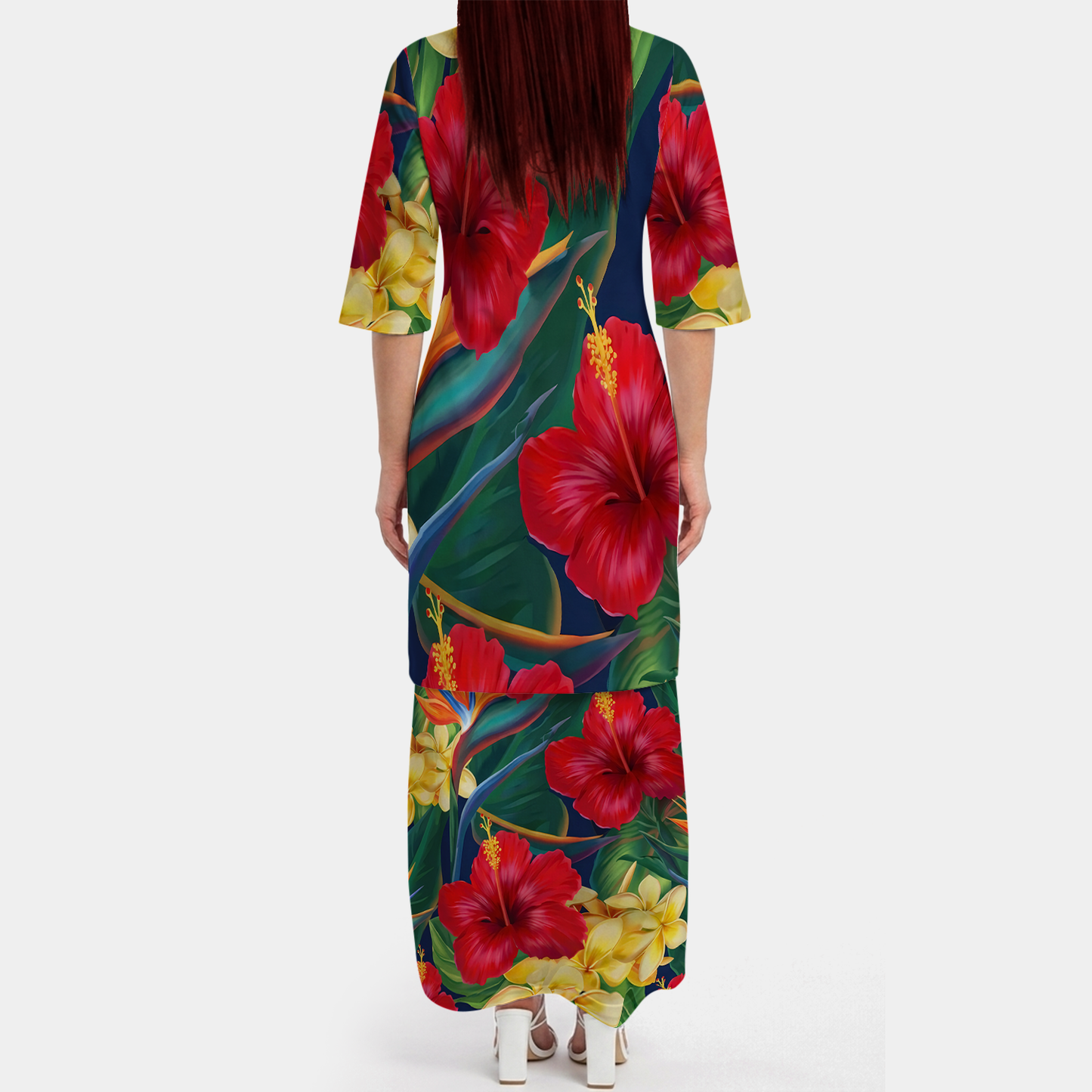 Hibiscus Tropical Matching Outfit For Couple Polynesian Women's Puletasi Dress Men's Shirt Polynesian Matching Outfit