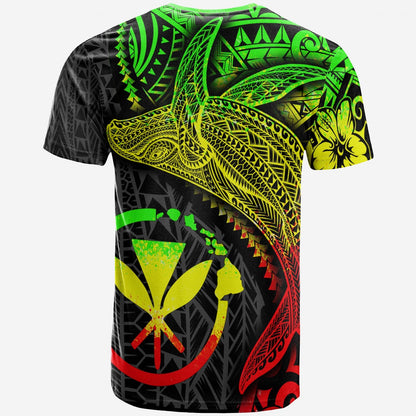Hawaii Kanaka Maoli Map T - Shirt - Humpback Whale & Coat Of Arms Reggae