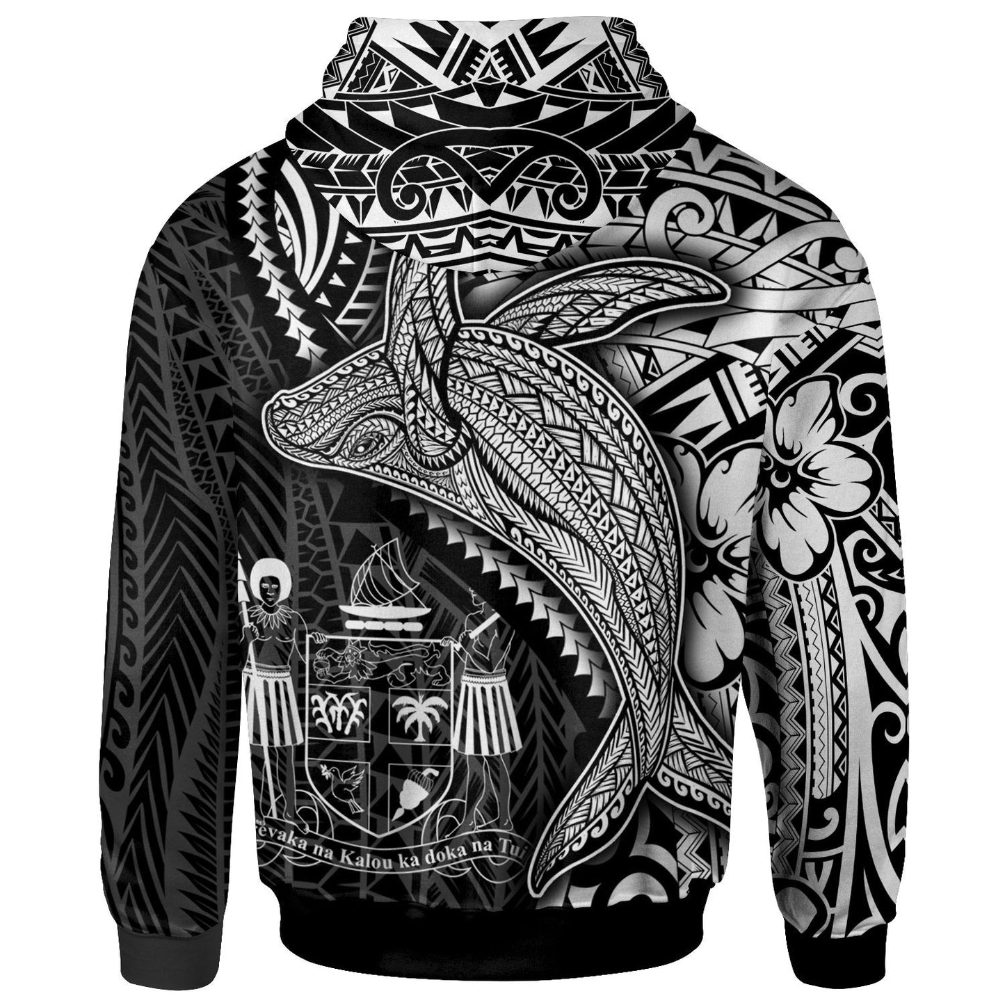 Fiji Hoodie Humpback Whale & Coat of Arms White