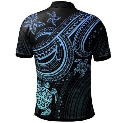 Polynesian Custom Personalised Polo Shirt - Blue Turtle