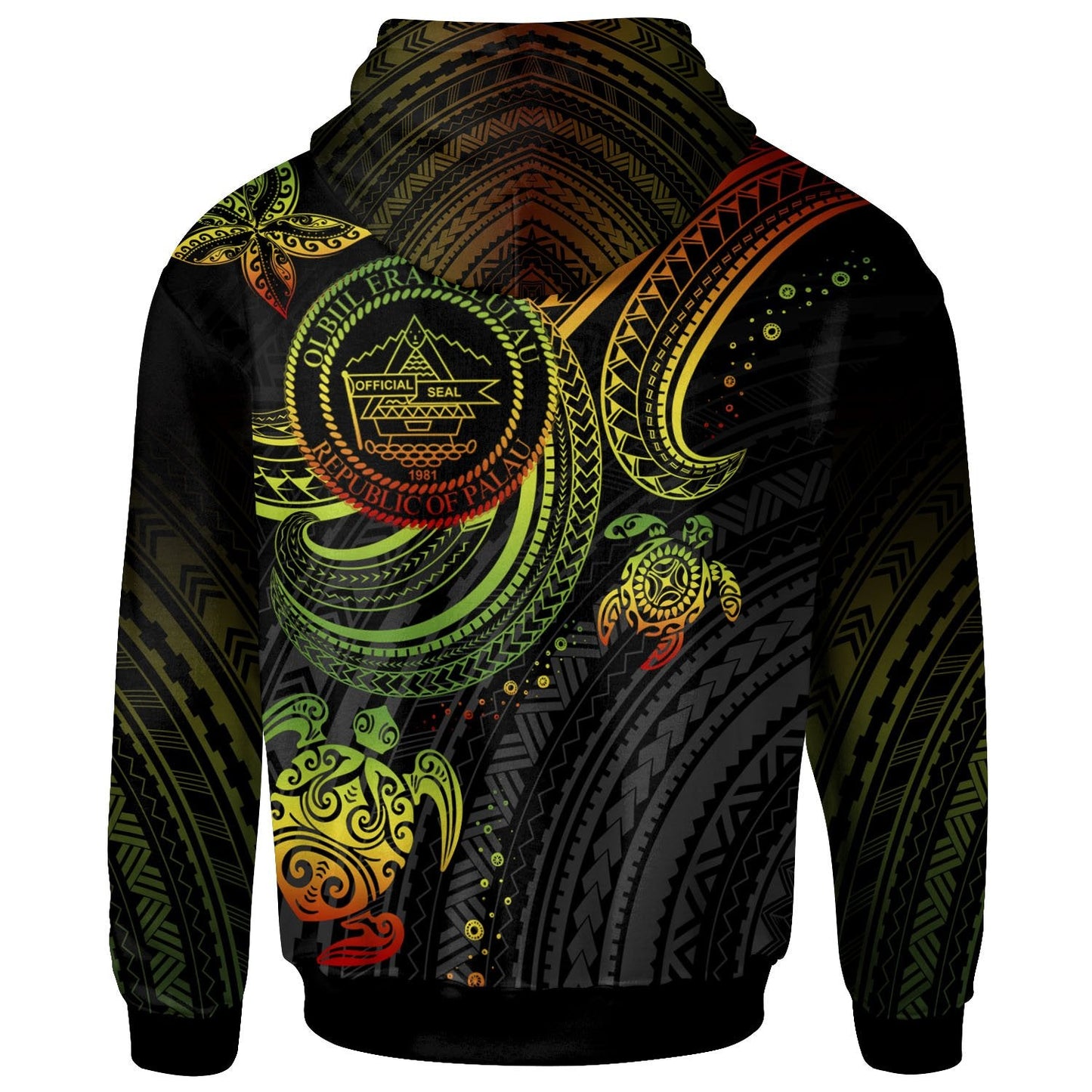 Palau Zip Up Hoodie Reggae Turtle