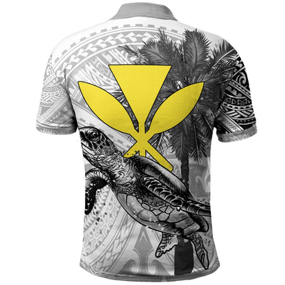 Hawaii Custom Personalised Polo Shirt - Turtle Palm Tree White