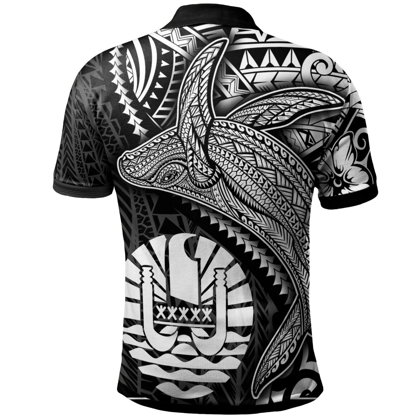 Tahiti Polo Shirt - Humpback Whale & Coat of Arms White